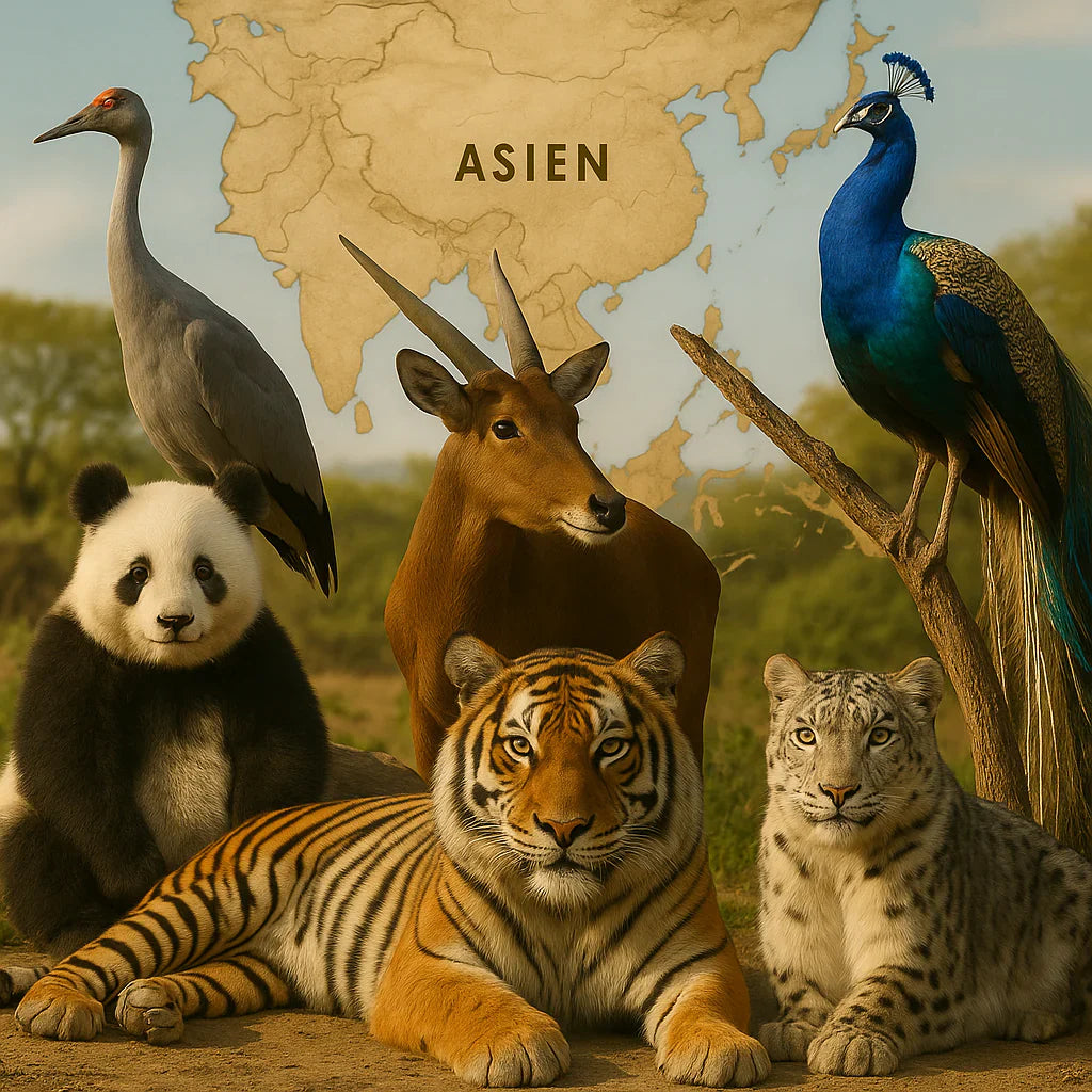 Asiatische Tiere T-Shirts – Panda, Tiger & Schneeleopard Designs