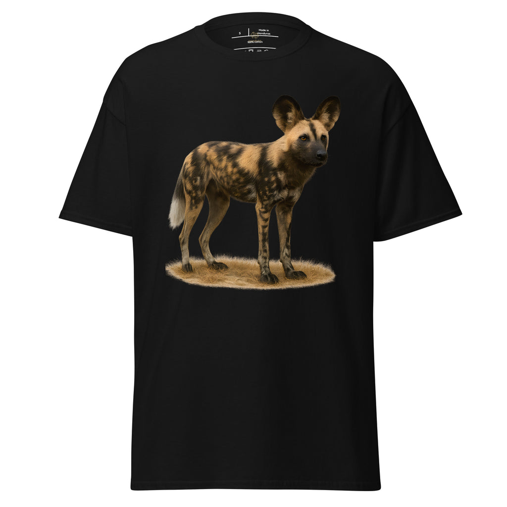 Afrikanischer Wildhund Grafik auf Baumwoll-T-Shirt – hochwertige Illustration