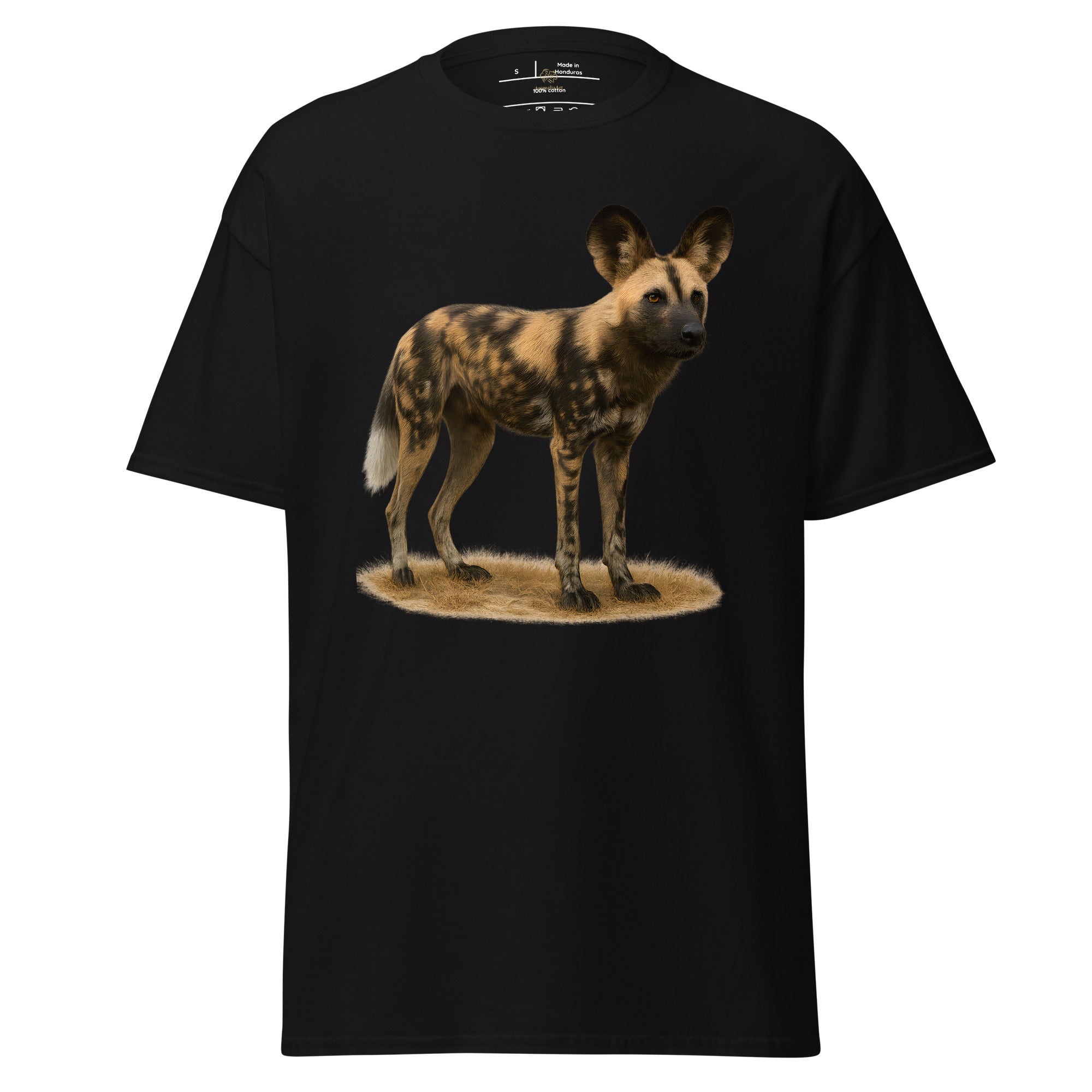 Afrikanischer Wildhund Grafik auf Baumwoll-T-Shirt – hochwertige Illustration