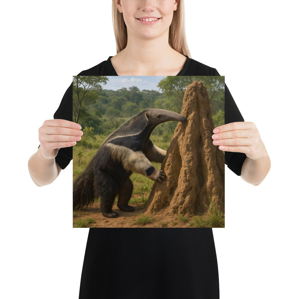 „Ameisenbär Poster als Wanddeko im Wohnzimmer – modernes Naturmotiv“