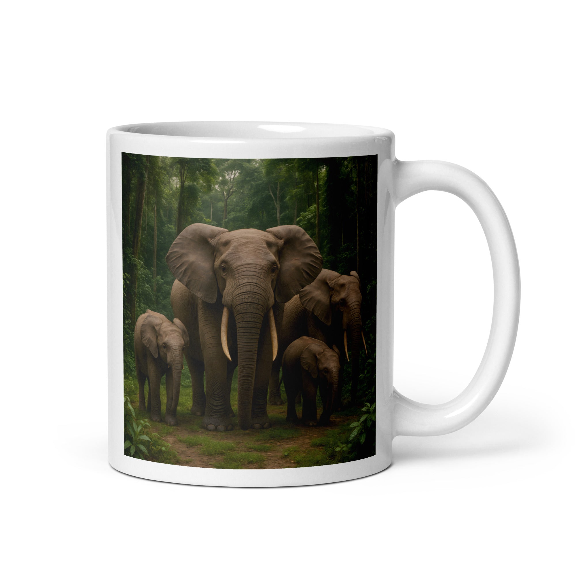 BPA-freie Kaffeetasse mit Waldelefant – mikrowellengeeignet