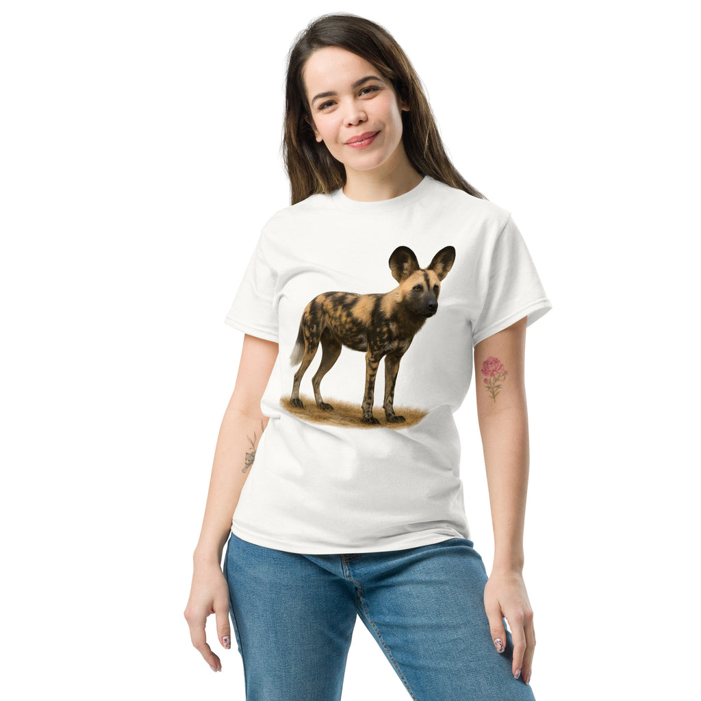 Baumwollshirt 170 g/m² mit Wildhund-Motiv – nachhaltiger Druck