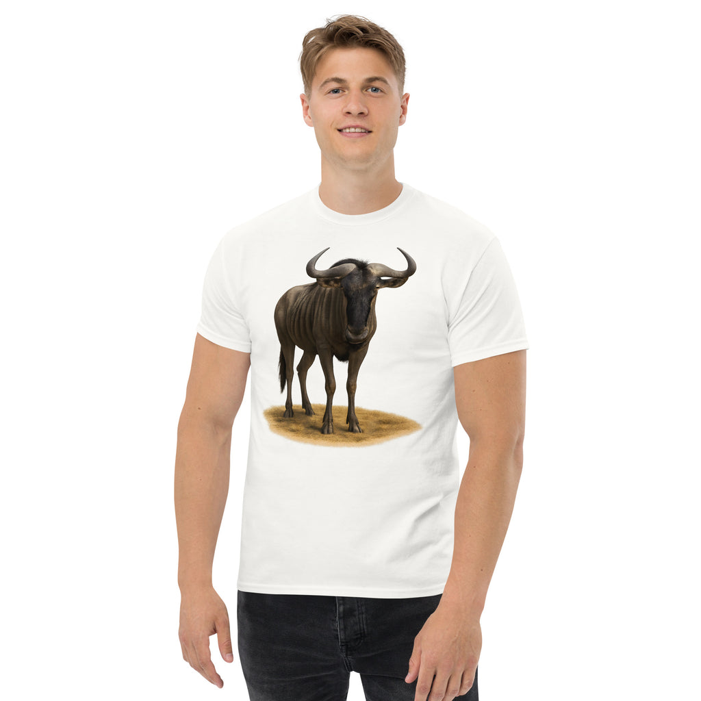 Baumwollshirt mit Gnu-Print – klassische Passform für Damen und Herren