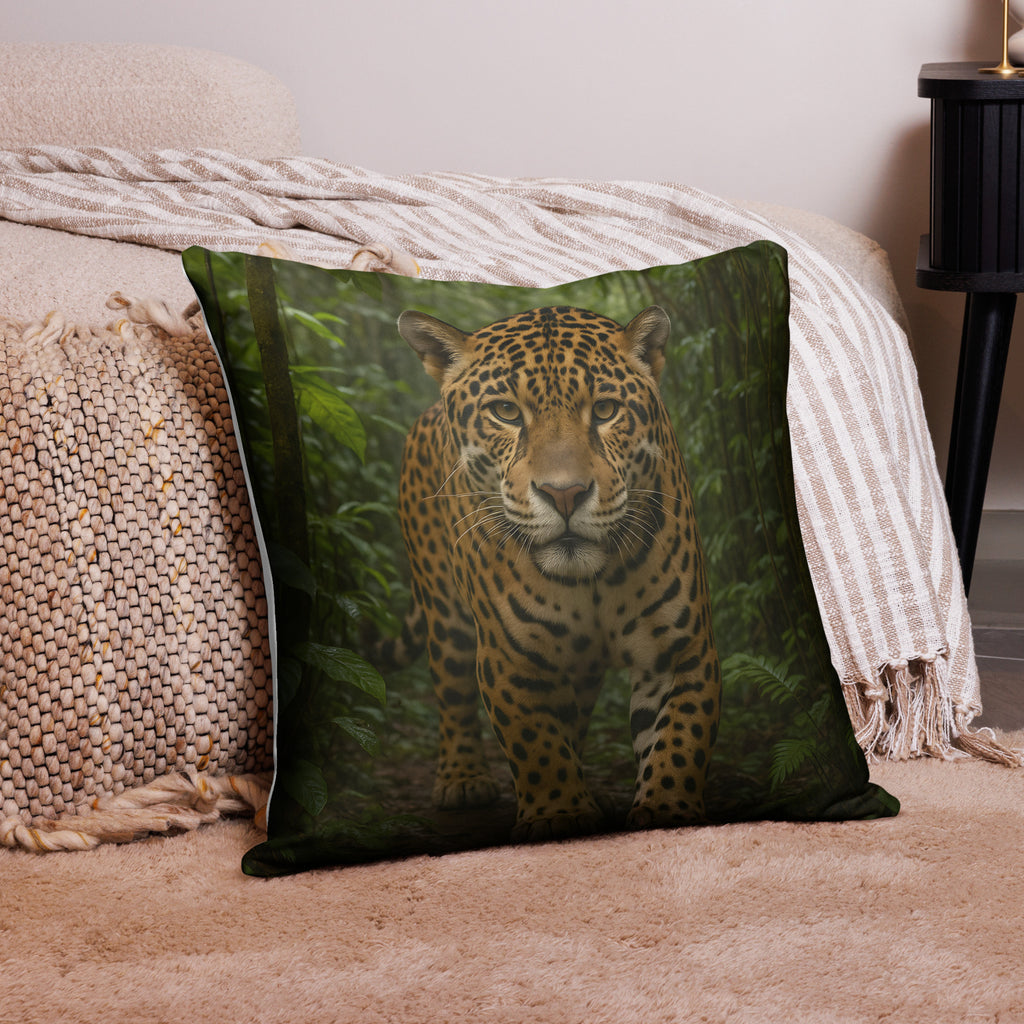 Bedruckter Kissenbezug mit realistischem Jaguarmotiv
