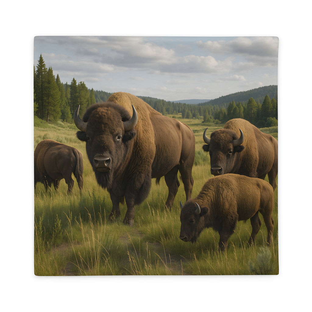 Bison-Kissenbezug aus 100 % Polyester mit rustikalem Tiermotiv