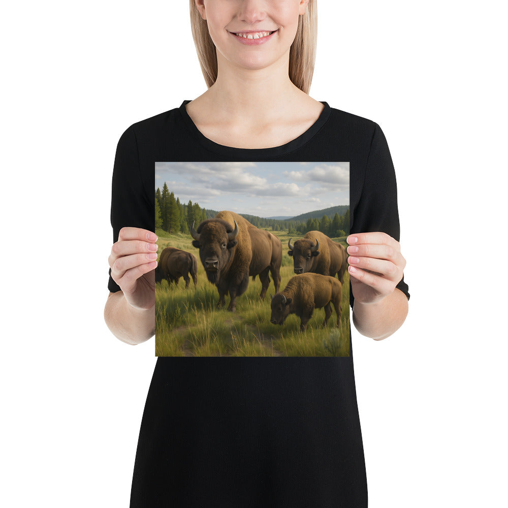 Bison Wandbild im Wildlife-Stil auf 10,3-mil Papier