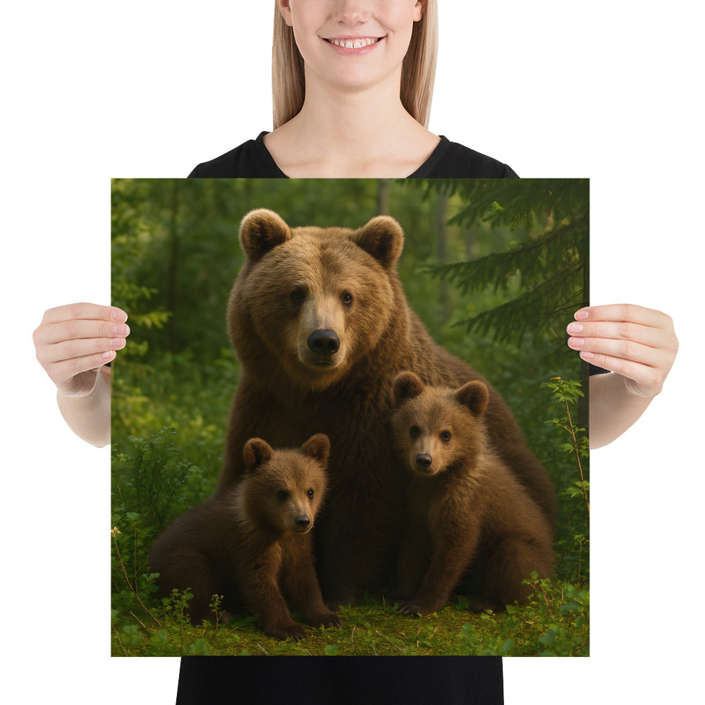 Braunbär im Wald als hochwertiger Kunstdruck auf Premiumpapier