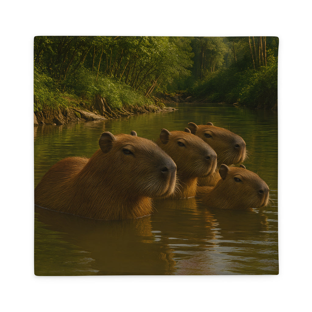 Capybara Kissenbezug mit süßem Tiermotiv auf weißem Hintergrund