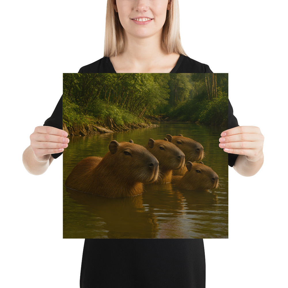 Capybara Kunstdruck als Teil einer Posterwand