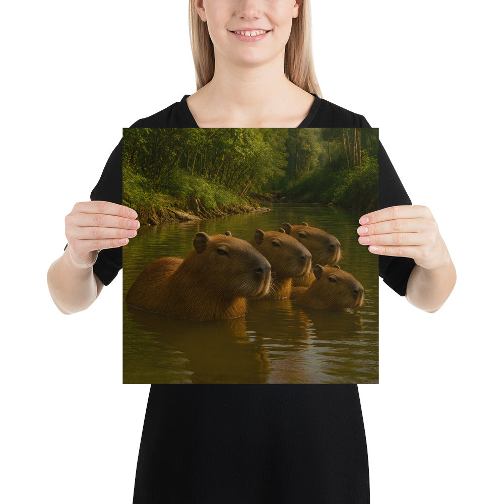 Capybara Motivdruck mit naturgetreuen Farben