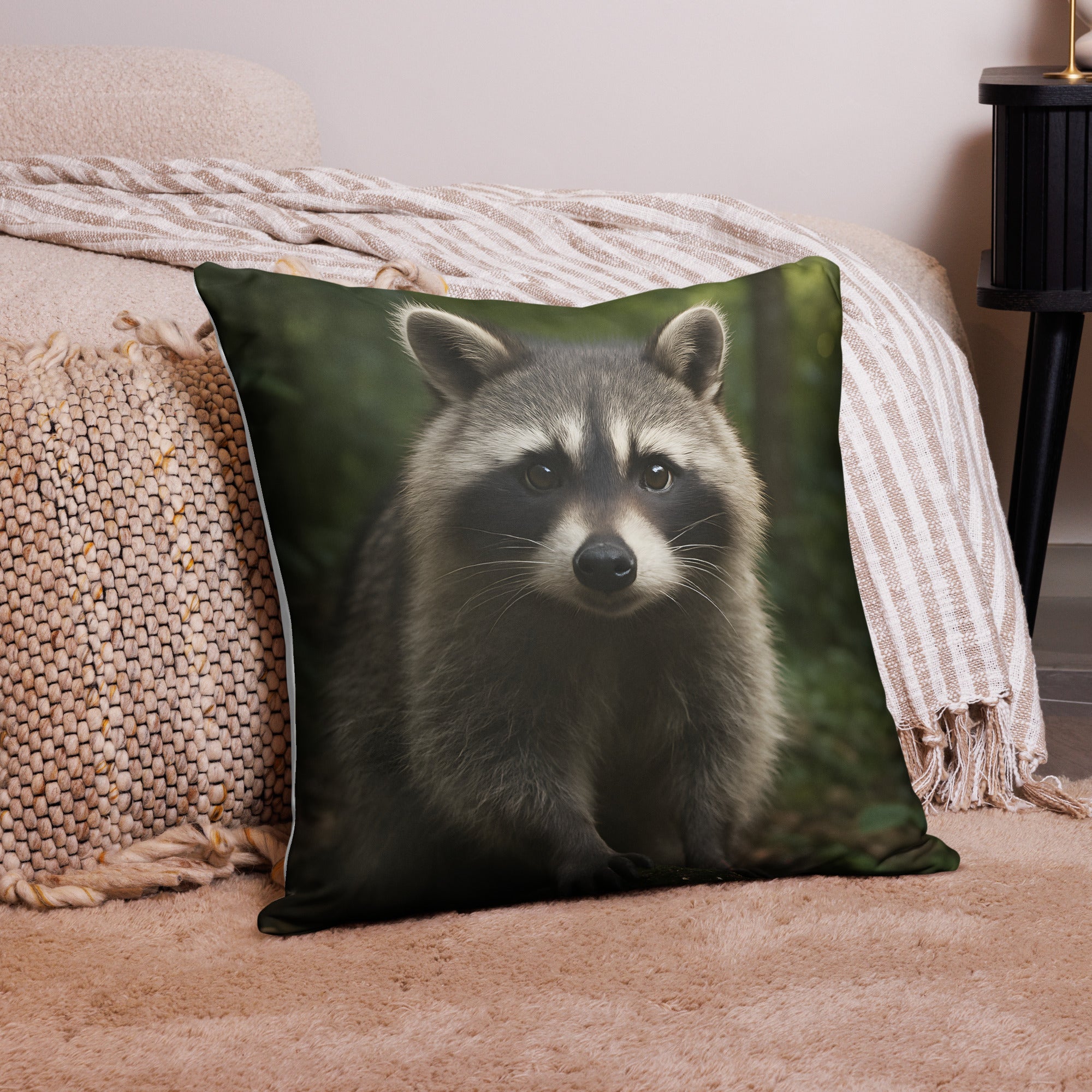Deko-Kissenbezug Waschbär Motiv – weich und maschinenwaschbar