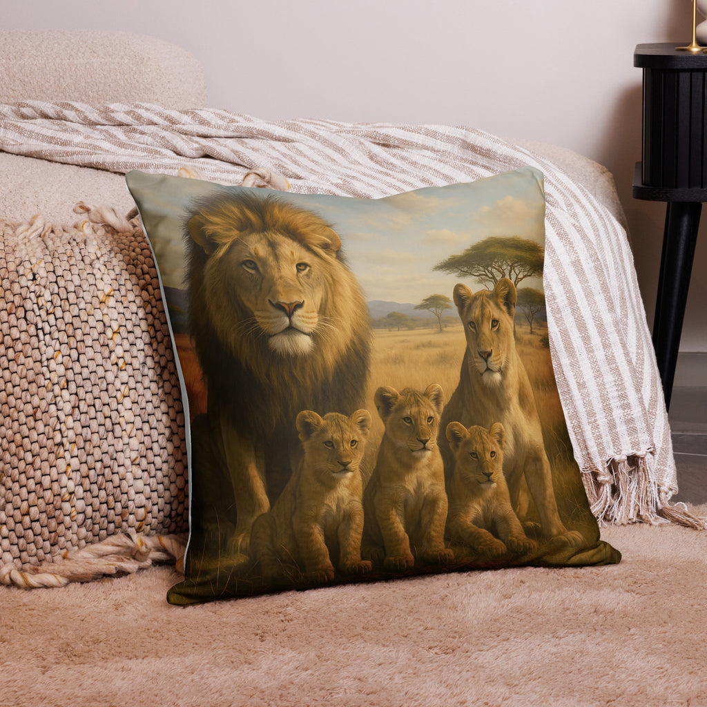 Deko-Kissenbezug mit Löwenkopf-Design auf Sofa