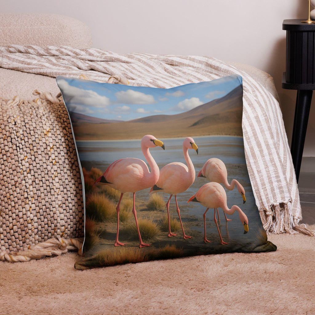 Dekokissenhülle mit Flamingo und Palmenblättern