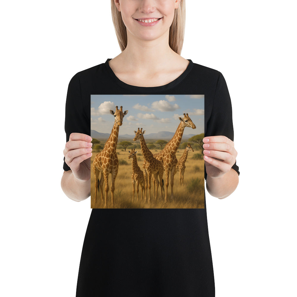 Dekoratives Giraffen Poster mit hellen Farben und Strukturpapier