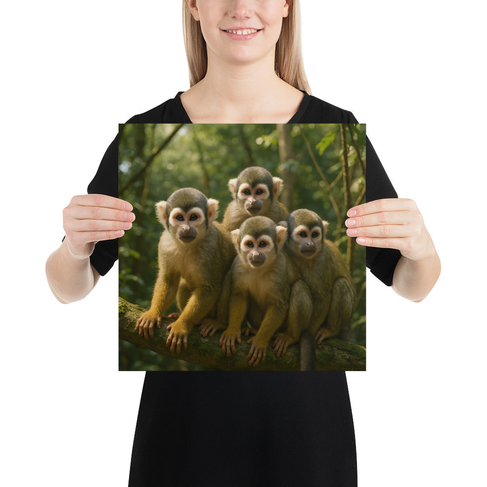 „Dekoratives Tierposter mit Totenkopfäffchen in lebendigen Farben“