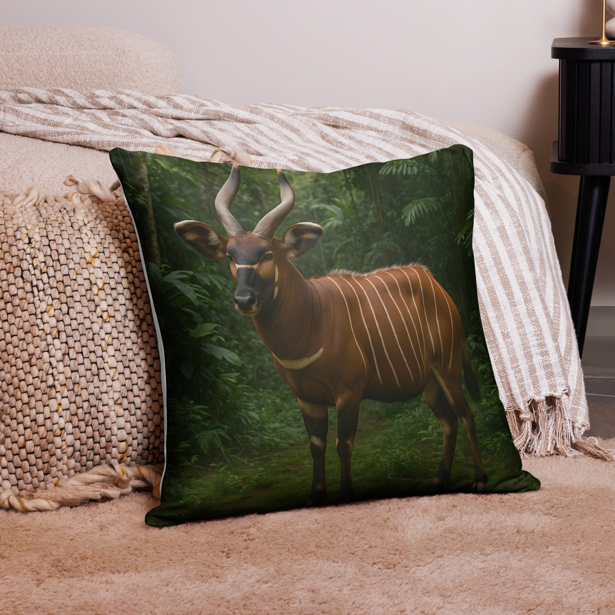 Detailansicht Bongotier-Kissenbezug mit verdecktem Reißverschluss