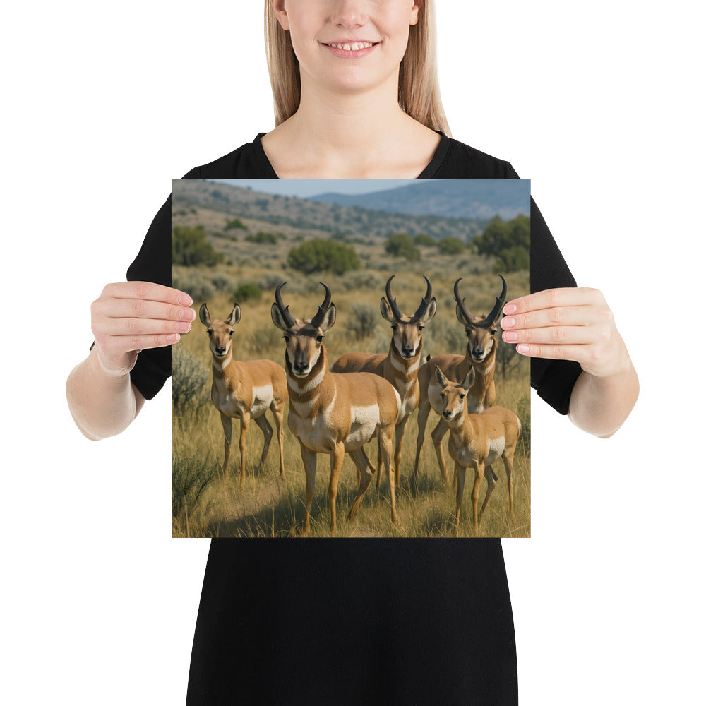 Detailansicht Gabelbock Tierposter auf japanischem Papier
