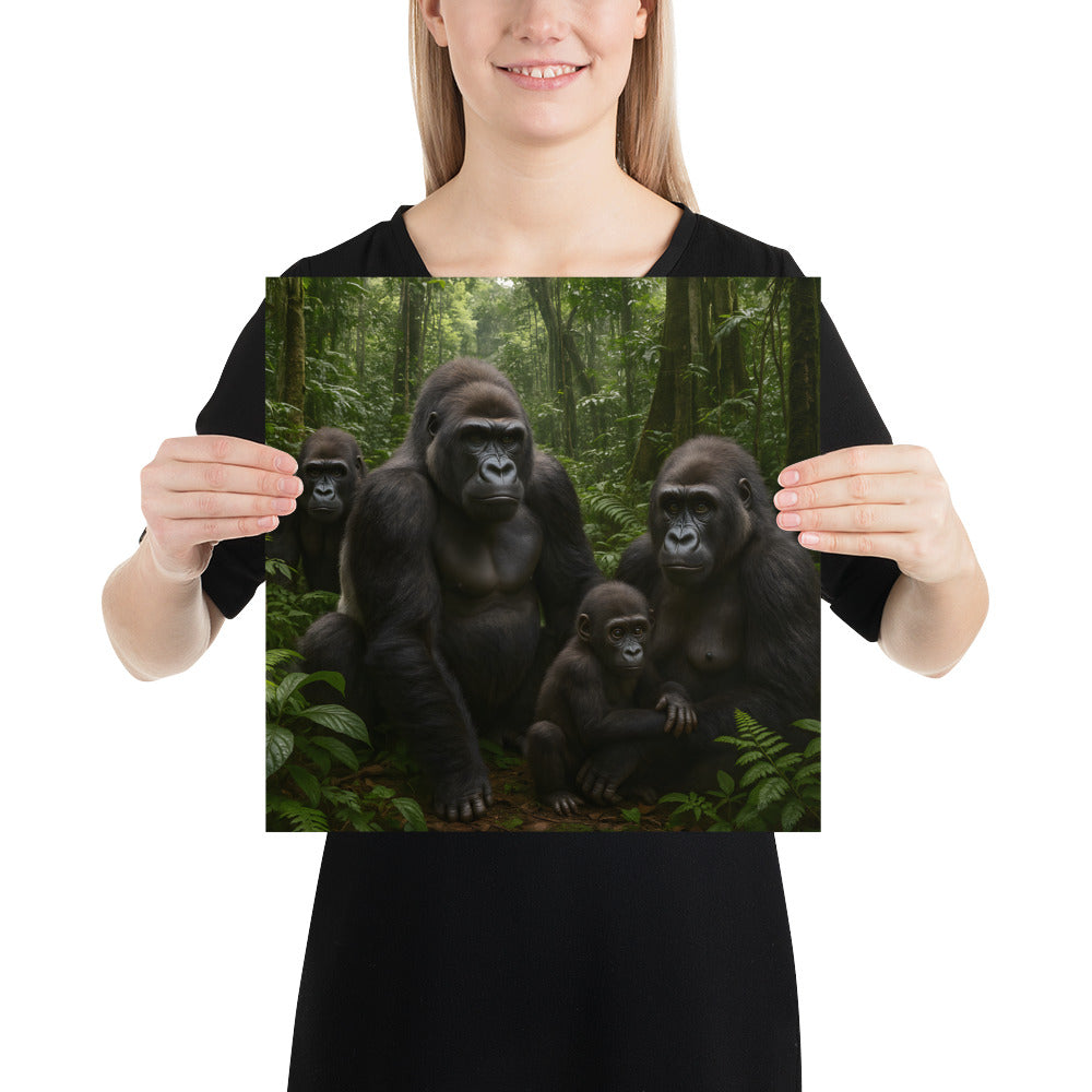 Detailansicht Gorilla Kunstdruck – matte Oberfläche, kräftige Farben
