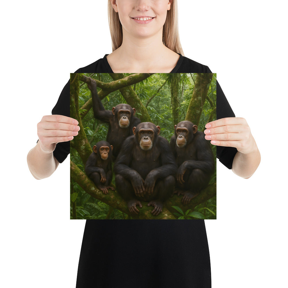 Detailansicht Schimpanse Poster – feine Druckqualität und natürliche Farben