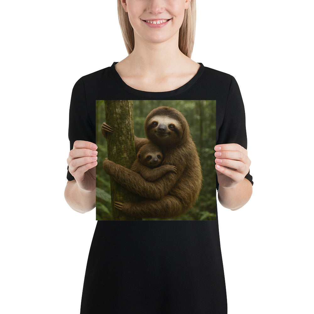 „Detailansicht des Faultier Kunstdrucks auf 10,3 mil starkem Papier mit 94 % Lichtundurchlässigkeit“