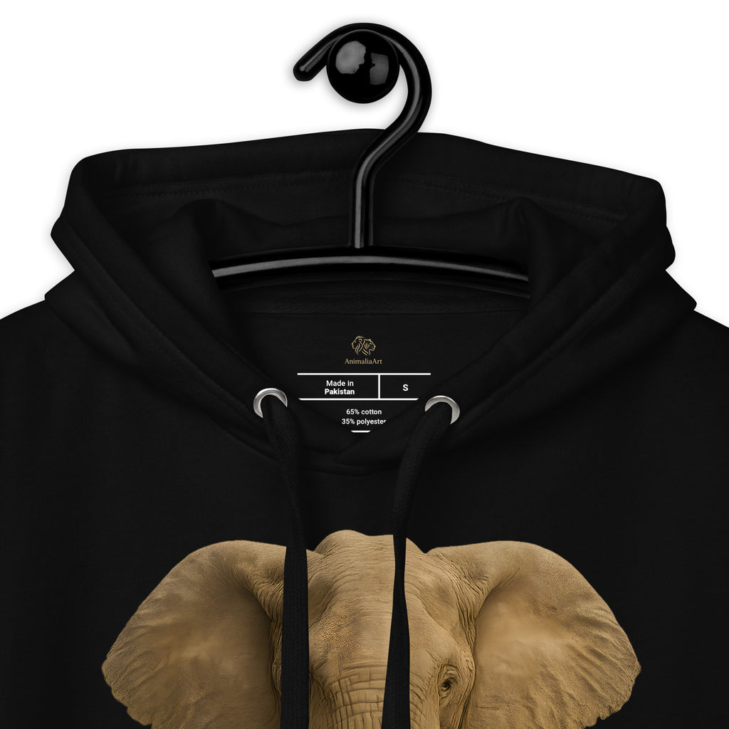 Detailaufnahme Stoffstruktur des Elefanten Hoodies aus Baumwolle und Polyester