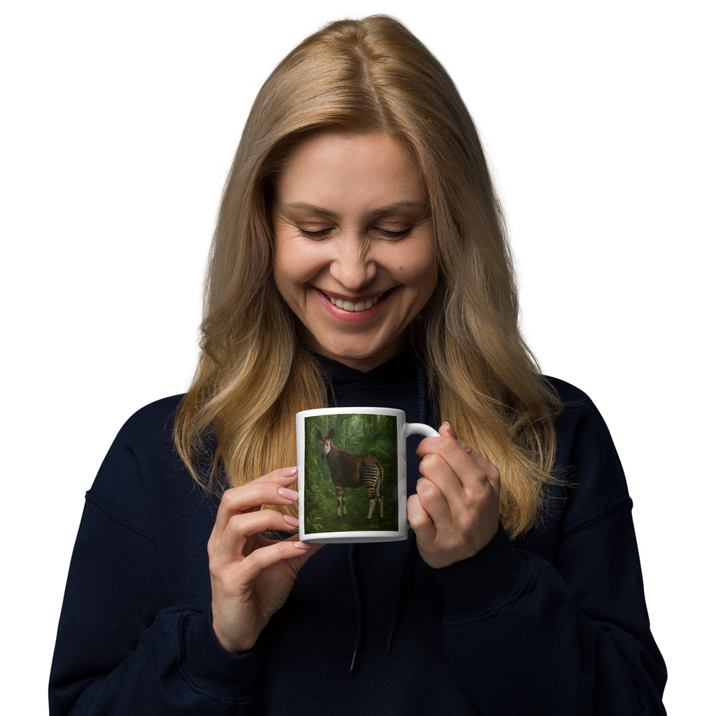 Detailaufnahme des Okapi-Motivs auf der Tasse