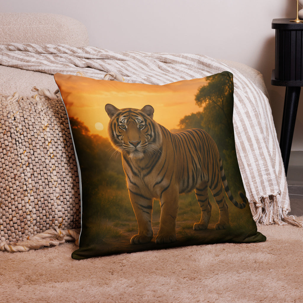 Detailaufnahme des verdeckten Reißverschlusses am Tiger-Kissenbezug