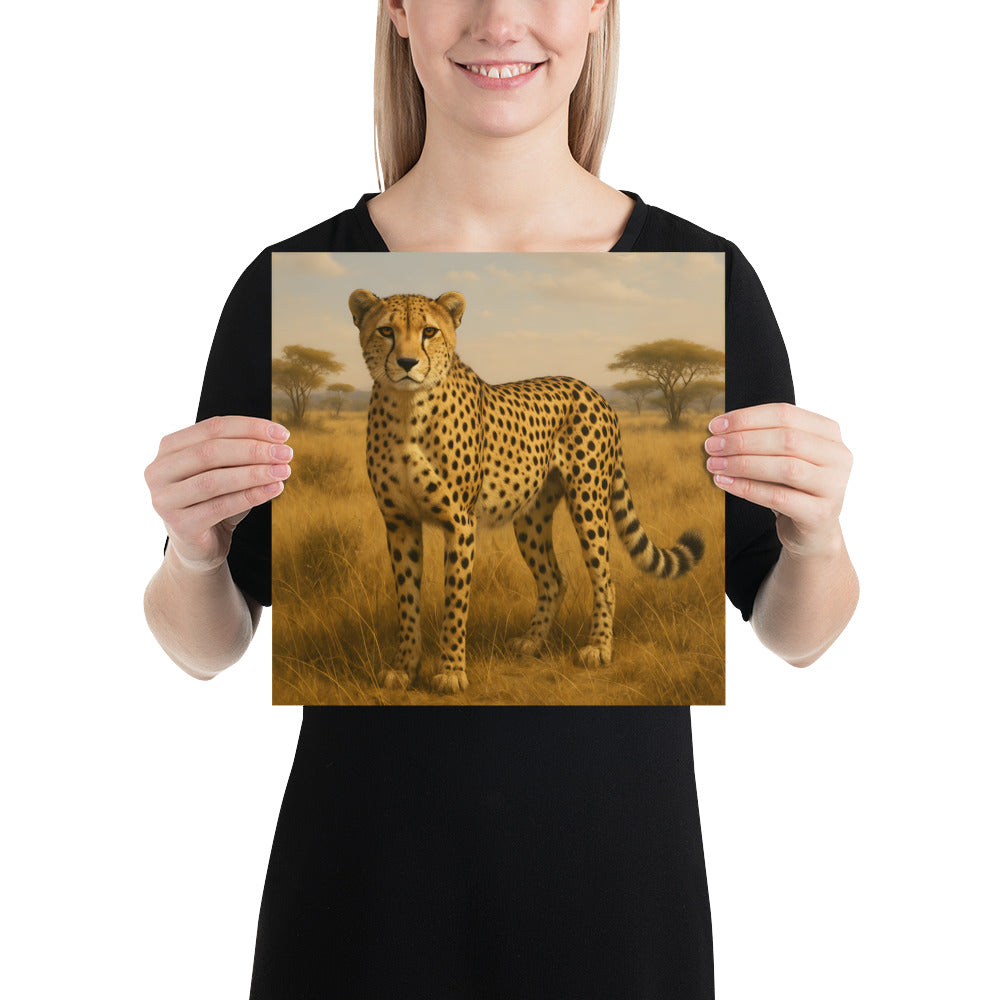 „Detailaufnahme eines Geparden Kunstdrucks mit kräftigen Farben“