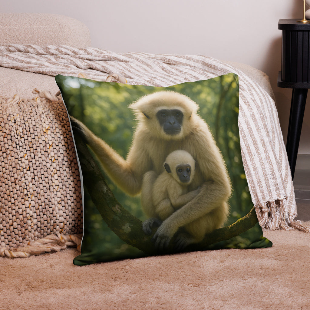 Detailaufnahme verdeckter Reißverschluss Weißhandgibbon Kissenbezug