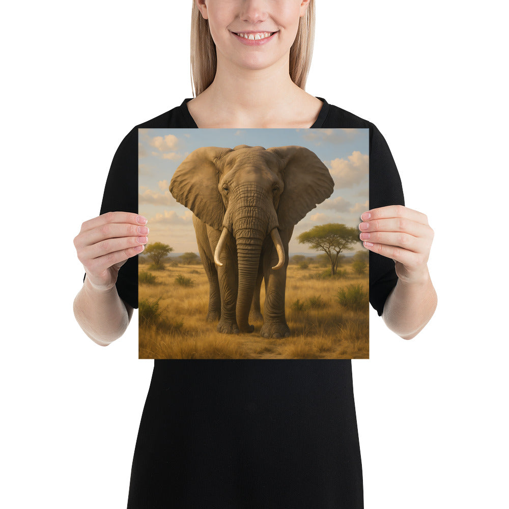 Detailaufnahme vom Elefantenposter – feine Strukturen und lebendige Farben