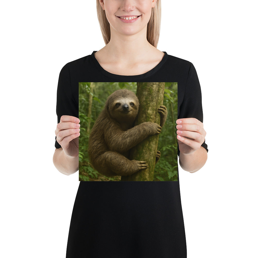 Detailreiche Faultierzeichnung in beruhigenden Naturtönen als Wandposter