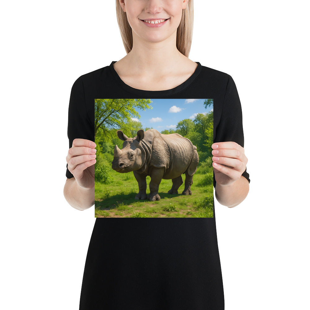 Detailreiche Illustration eines Panzernashorns auf starkem 10,3-mil Posterpapier