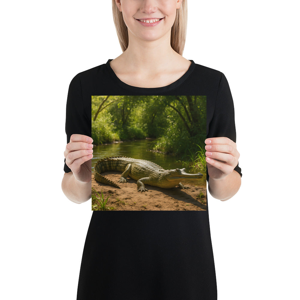 Detailreicher Kunstdruck des Gangesgavials als Wildlife Poster