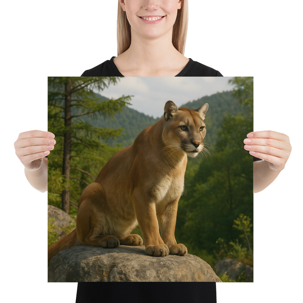 Detailreicher Kunstdruck eines Pumas auf hochwertigem Papier