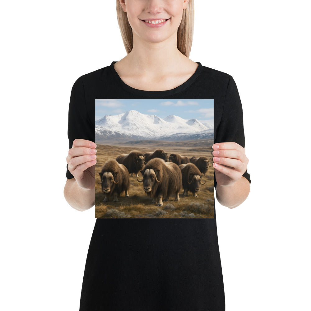 “Detailreicher Wildlife-Print eines Moschusochsen für moderne Wanddekoration”