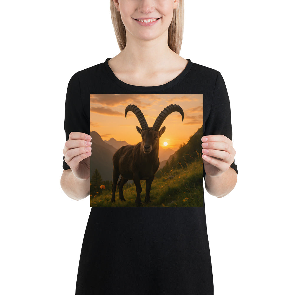 Detailreiches Alpensteinbock-Poster für Natur- und Bergliebhaber