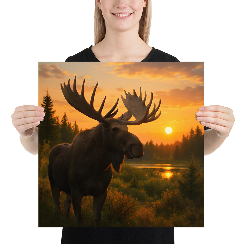 Detailreiches Elch Poster als hochwertiger Kunstdruck für nordische Wohnräume.