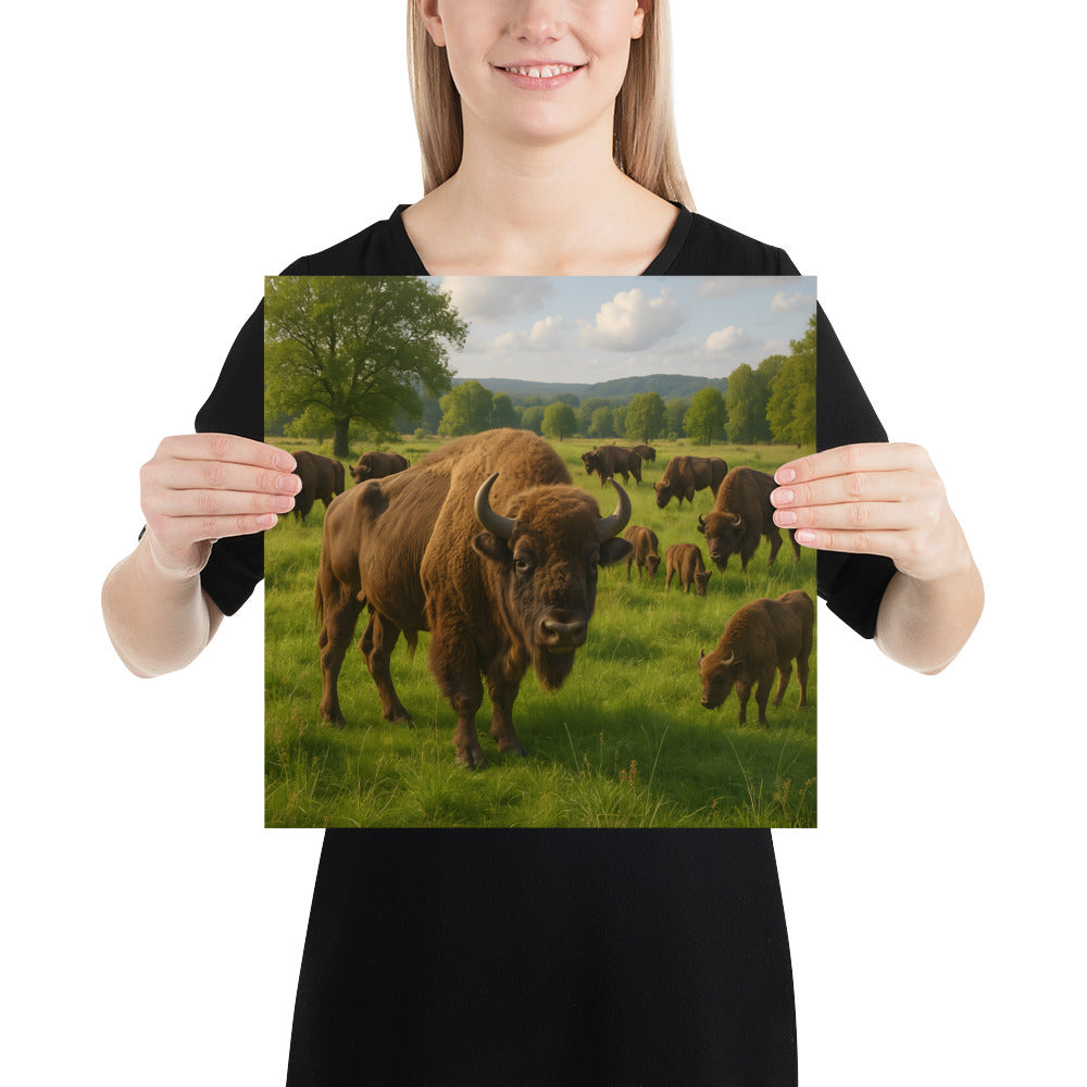 „Detailreiches Wisent Tiermotiv als Wandposter auf 189 g/m² Papier“