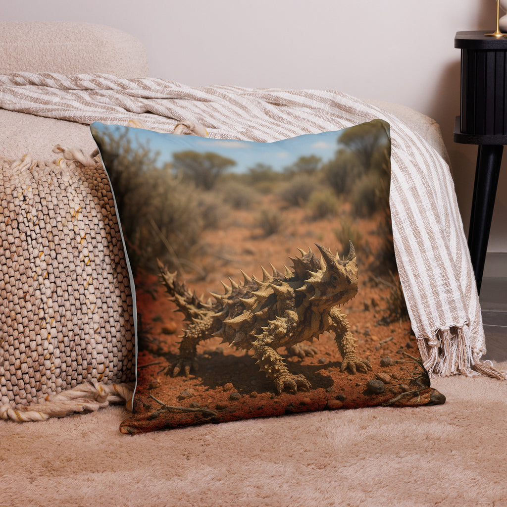Dornteufel Kissenbezug auf Sofa – dekorative Wohnidee