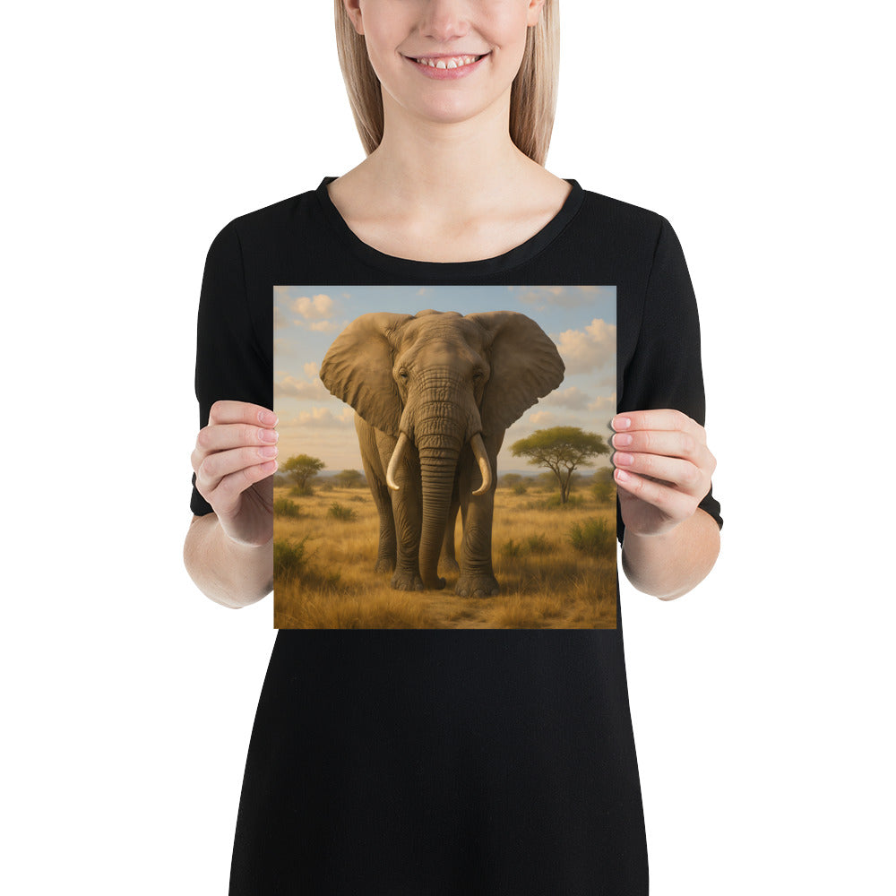 Elefantenkunst im Wohnzimmer – stilvolles Wandposter in moderner Einrichtung