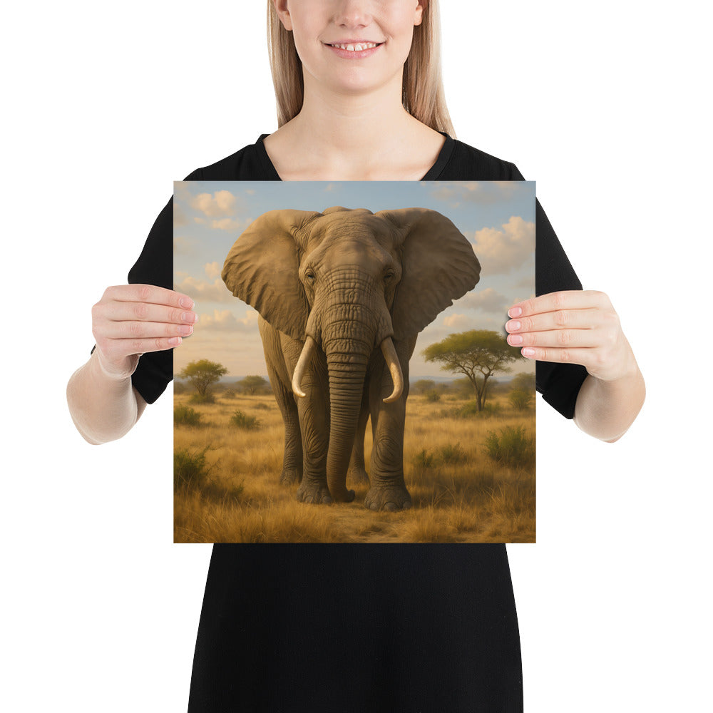 Elefantenposter – Hochwertiger Kunstdruck eines majestätischen Elefanten auf Premium-Papier