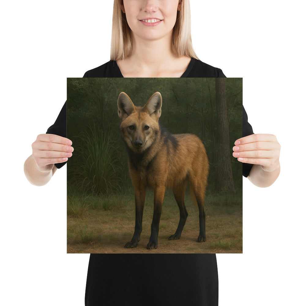 „Eleganter Mähnenwolf mit langer Mähne – hochwertiges Tierposter“