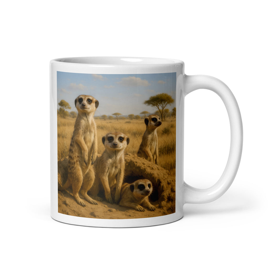Erdmännchen Kaffeetasse aus Keramik 11 oz, spülmaschinenfest, Tiermotiv Becher