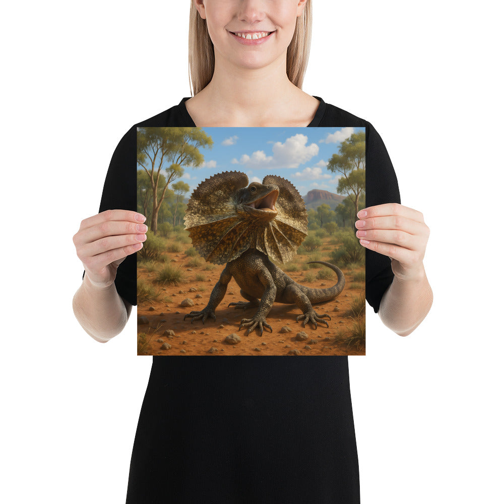 Exotisches Reptilien-Wandbild – Kragenechse in lebendigen Farben