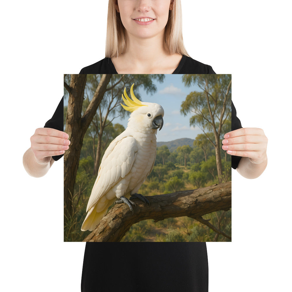 Exotisches Vogelposter mit Kakadu für Wohnzimmer oder Büro