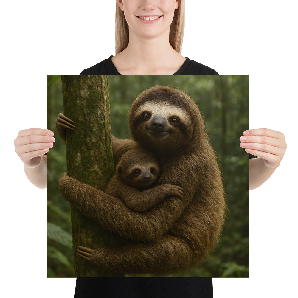 „Faultier Poster als hochwertiger Kunstdruck auf 189 g/m² Premiumpapier – detailreiches Tiermotiv für Wanddeko“