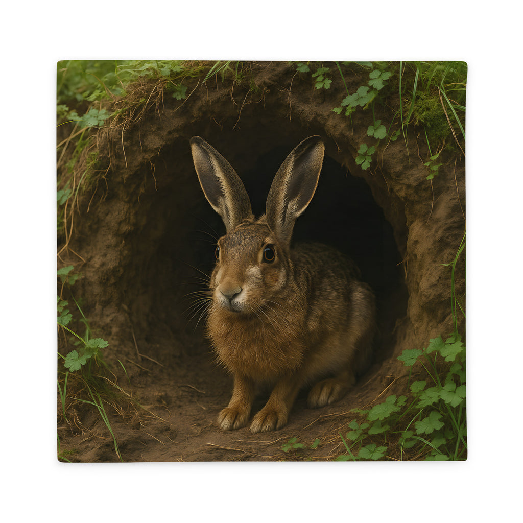 Feldhase Kissenbezug Vorderseite – Premium Polyester