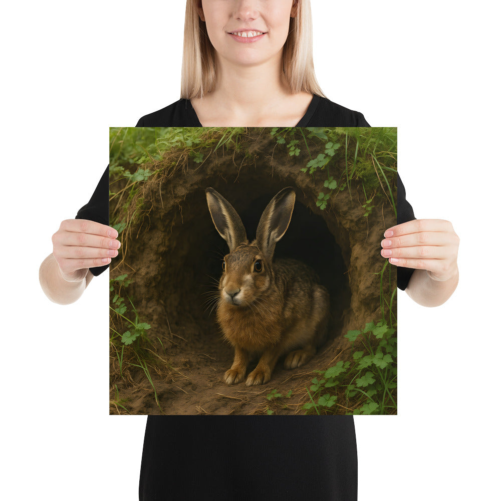 Feldhasen Wandposter mit japanischem Premiumpapier