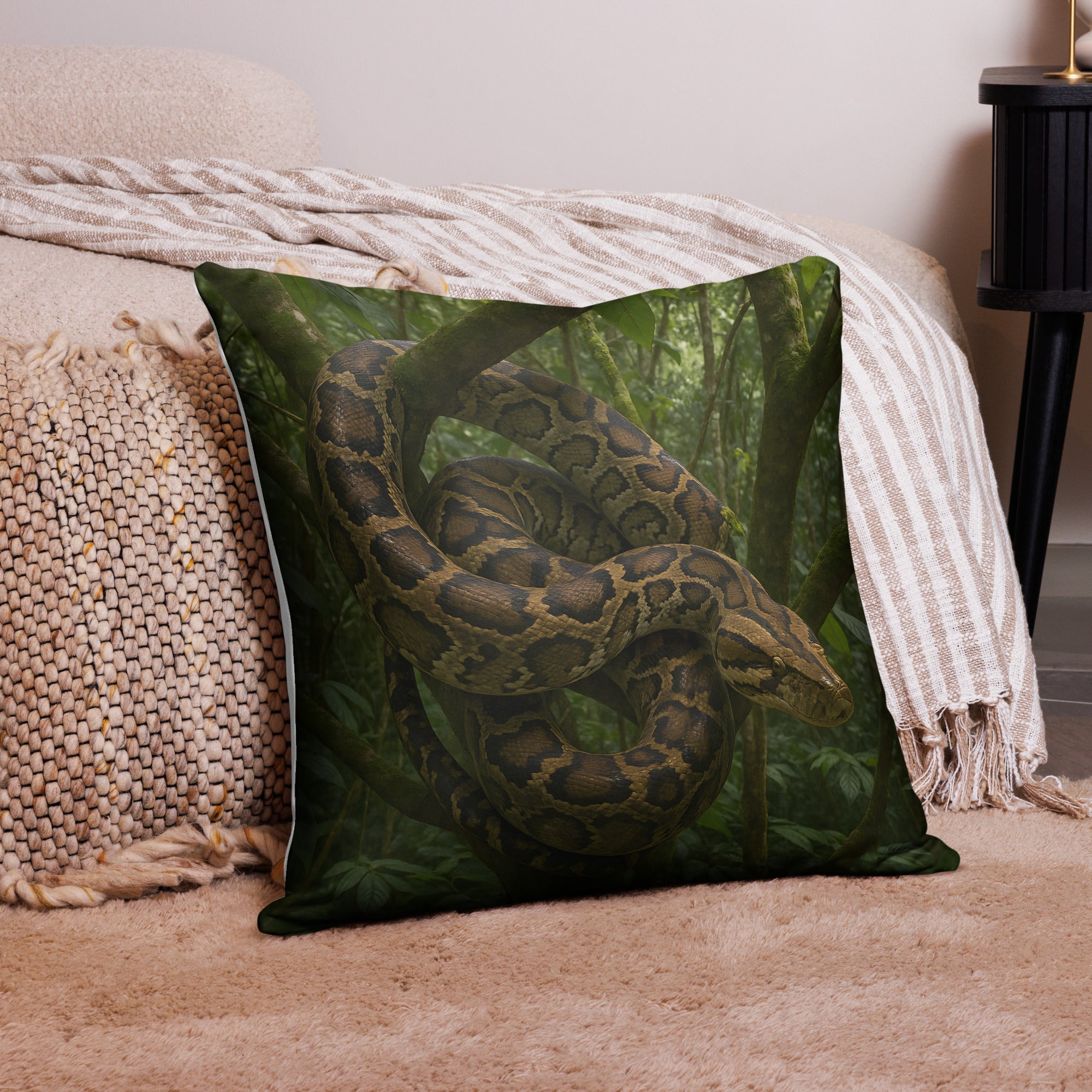 Felsenpython Kissenbezug 100 Prozent Polyester Struktur Nahaufnahme