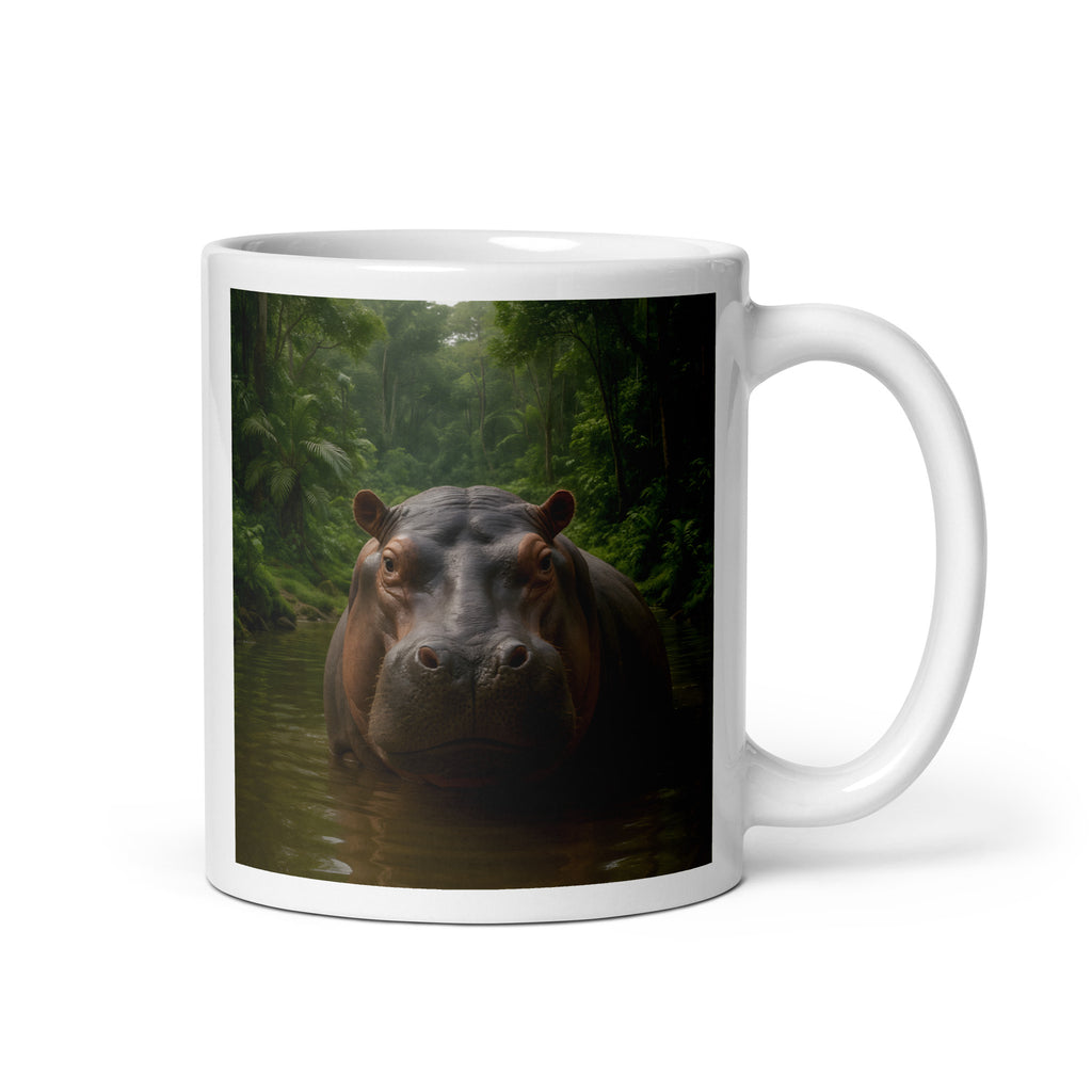 Flusspferd Kaffeetasse auf weißem Hintergrund – lustiger Keramikbecher 11 oz